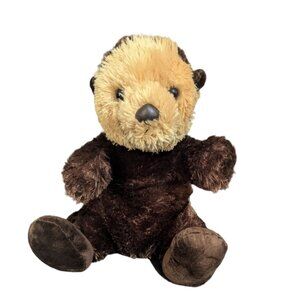 Aurora Sea Otter Plush Stuffed Animal‎ Dark Brown Tan 12 Inch Realistic Toy